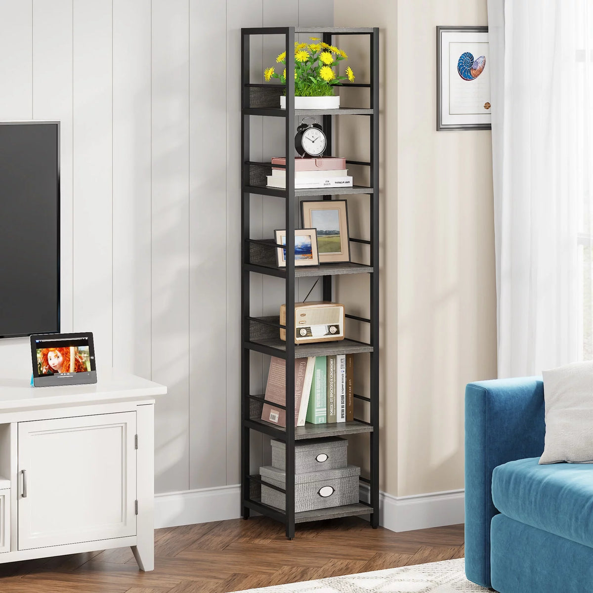75" 6 Tier Narrow Bookshelf G6620