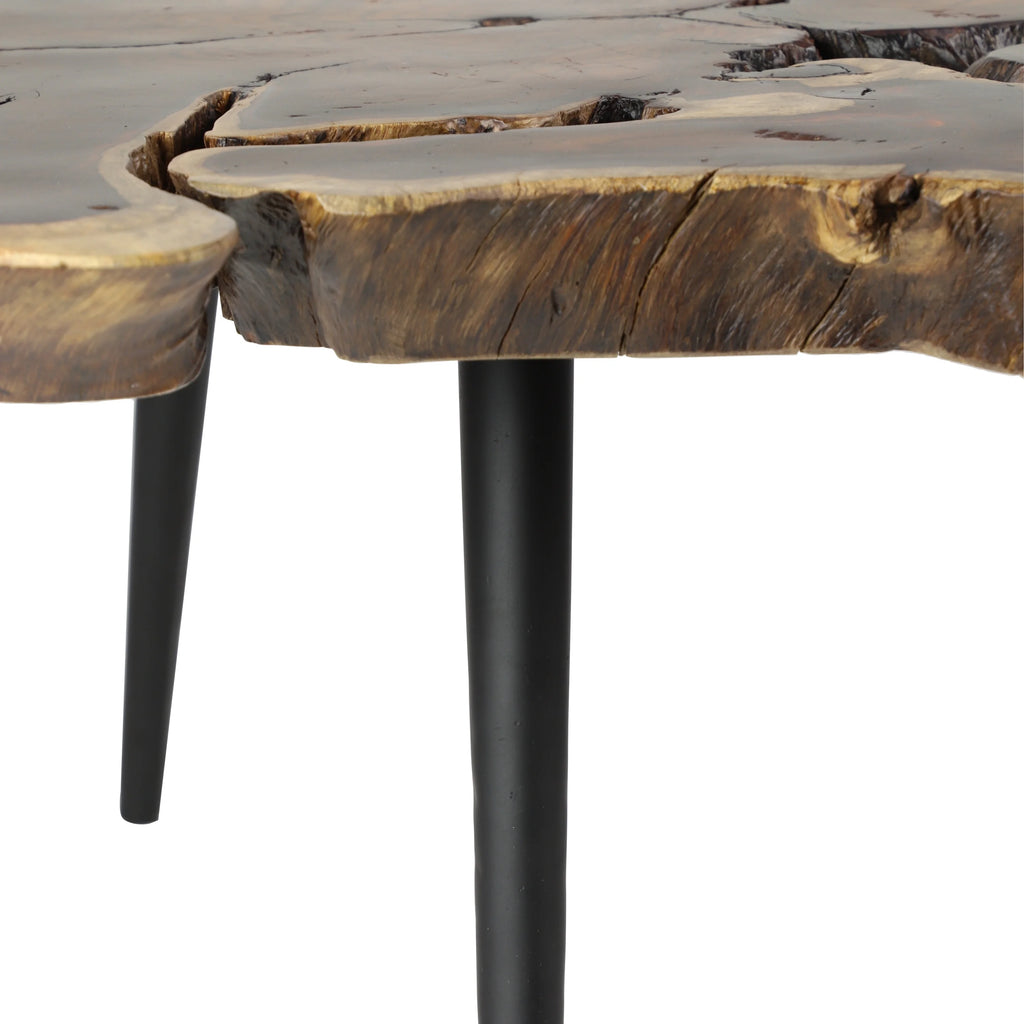 Brown Wood Coffee Table with Black Metal Tripod Legs N976723