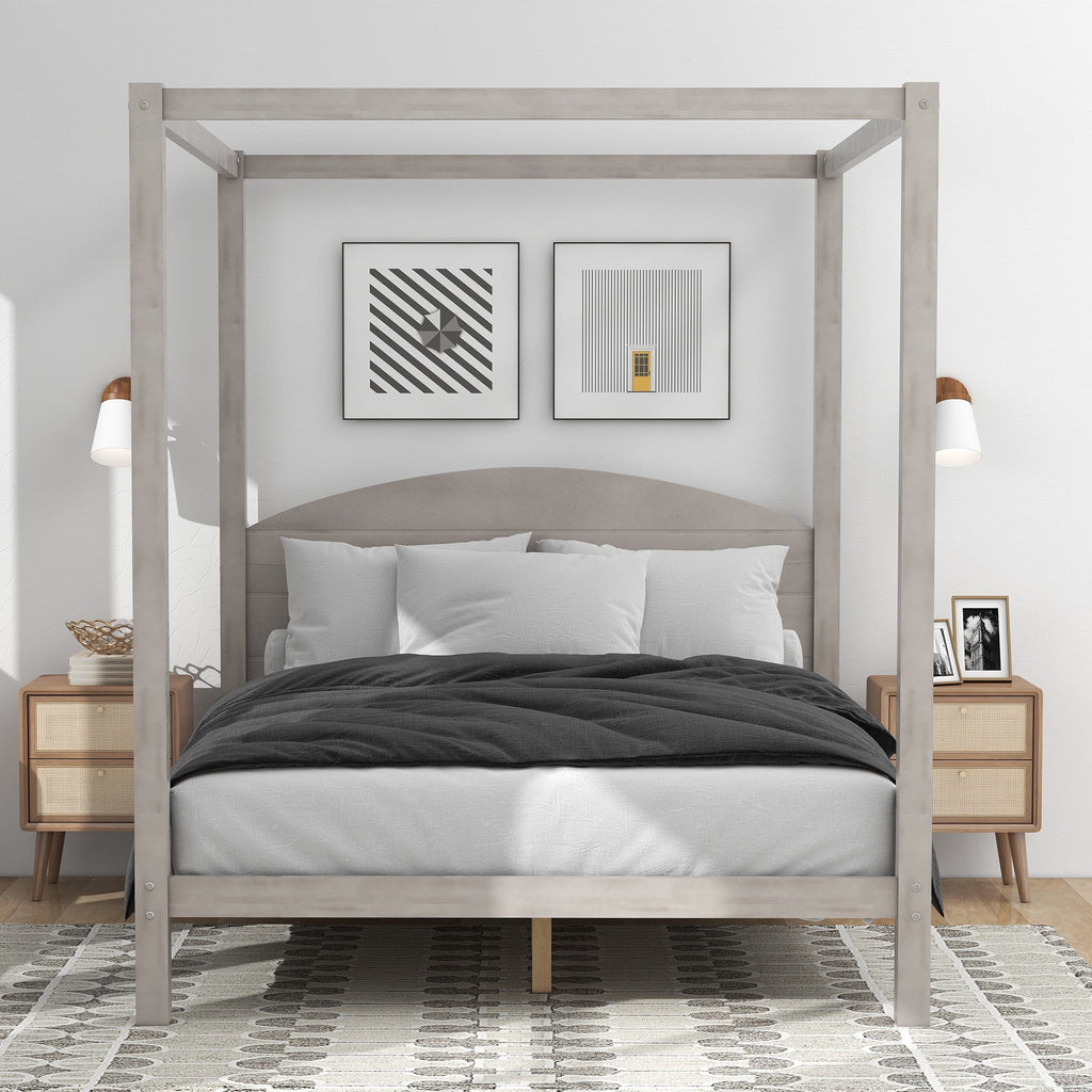 Queen Size Canopy Platform Bed with Headboard H27788