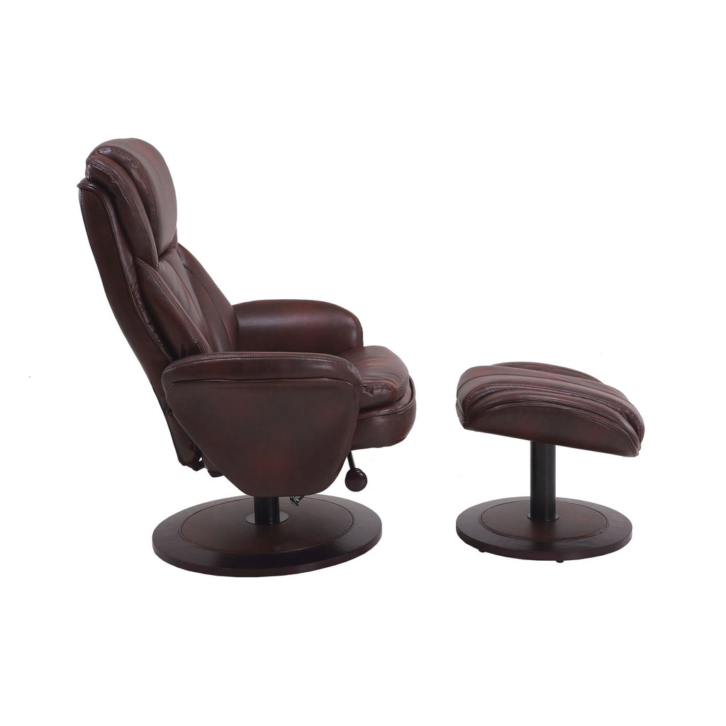 Red and Black Adjustable Swivel Recliner with Ottoman D7577