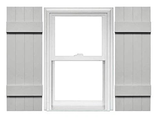 4 Board and Batten Joined Vinyl Shutters (1 Pair) - 14 x 39 Paintable F12964