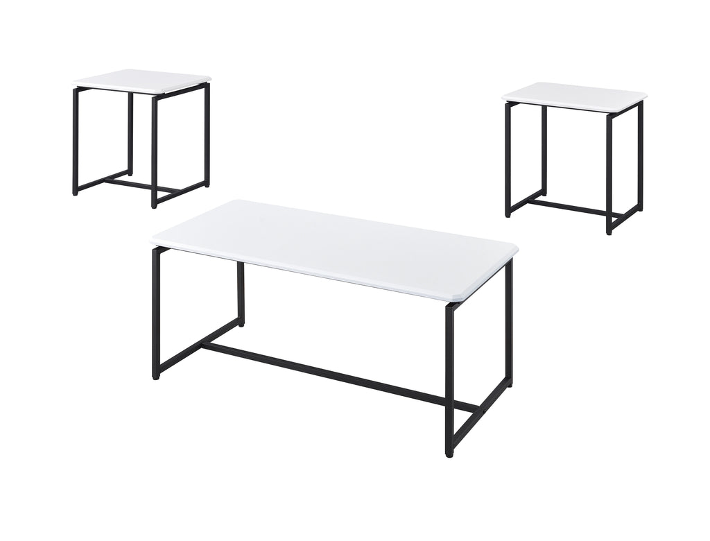 White 3 Piece Carbon Fiber Coffee Table and End Table Set K913556