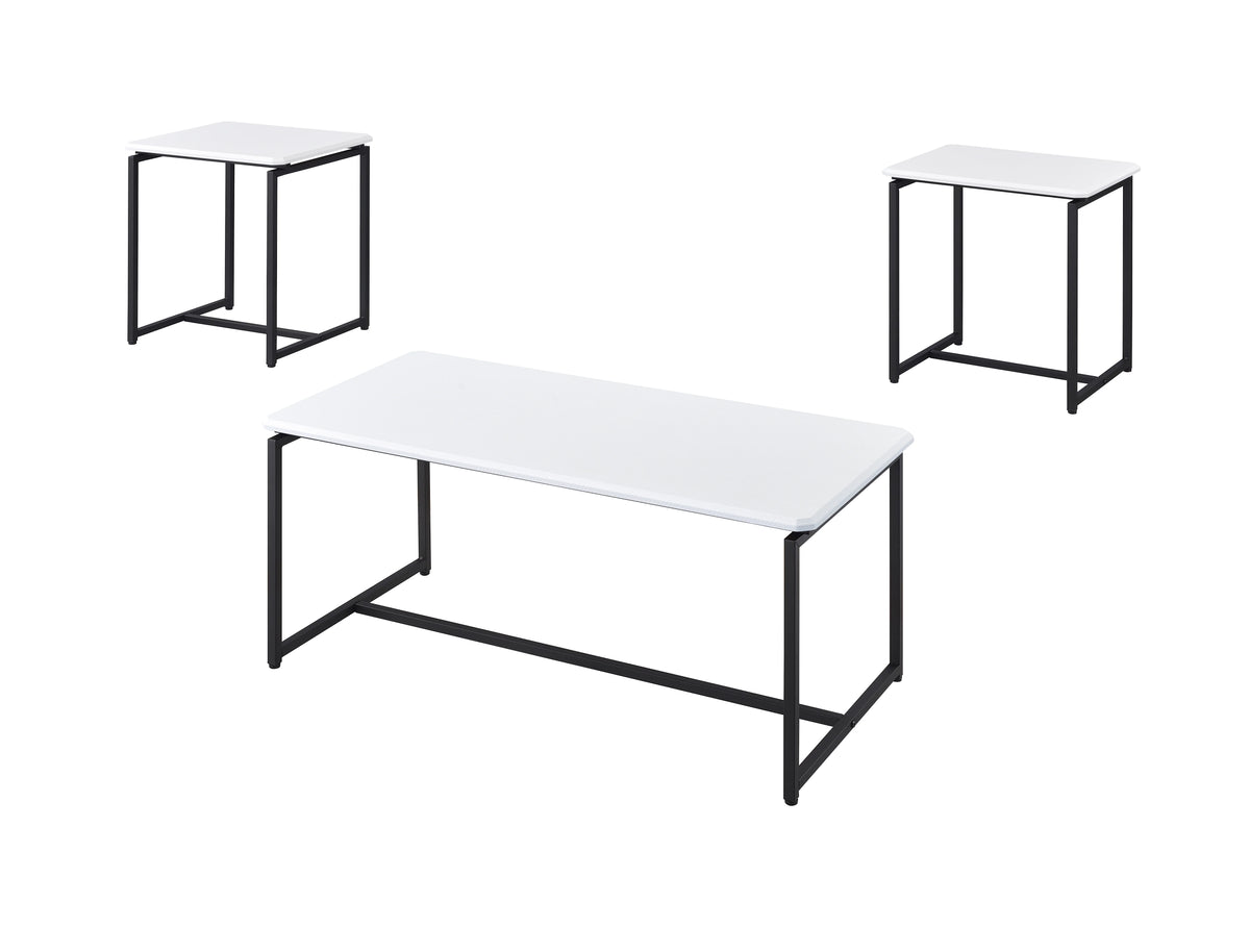White 3 Piece Carbon Fiber Coffee Table and End Table Set K913556