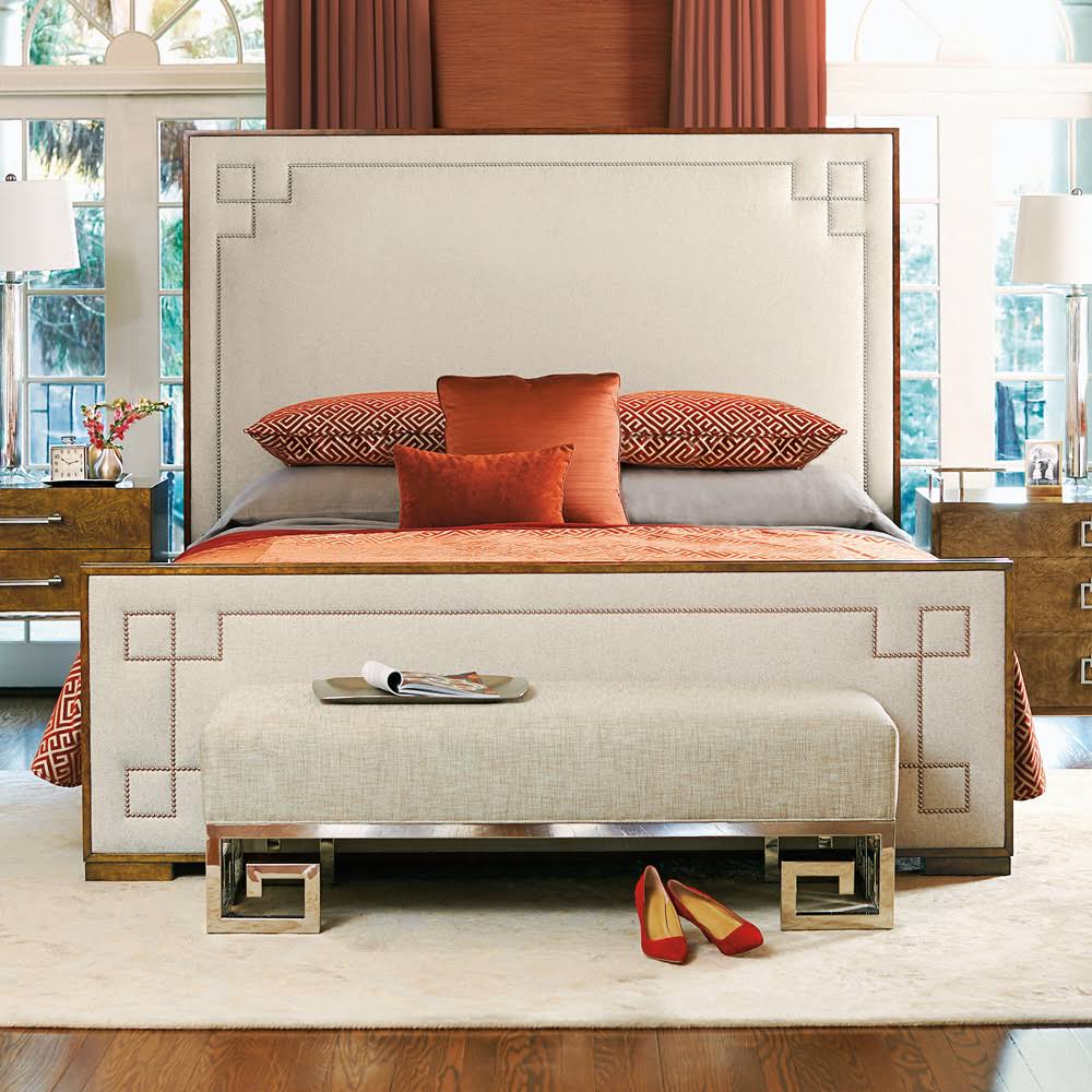 Dark Caramel Queen Upholstered Panel Bed S81132