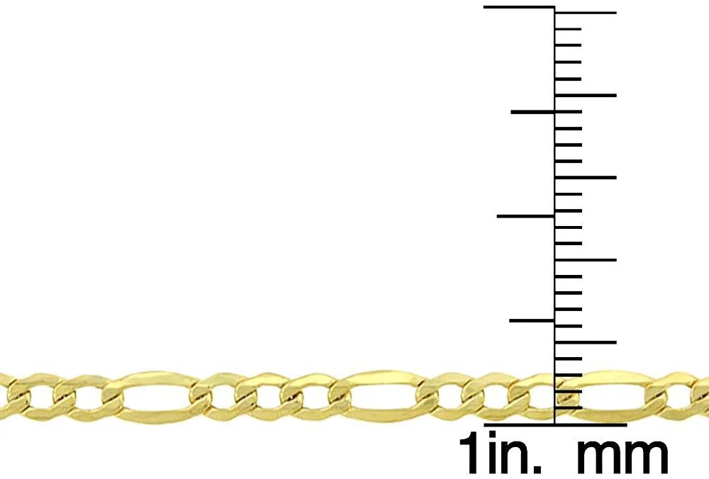 14K Yellow Gold 3mm Hollow Figaro Chain Necklace C9153