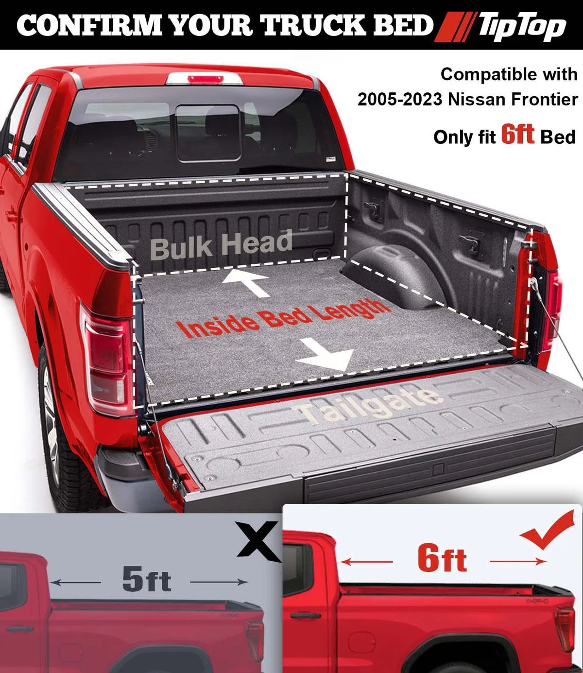 Hard Tri-Fold Tonneau Cover Truck Bed 6ft Bed T41703