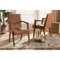 Tan Faux Leather Upholstered Wood 2-Piece Armchair Set Q266593