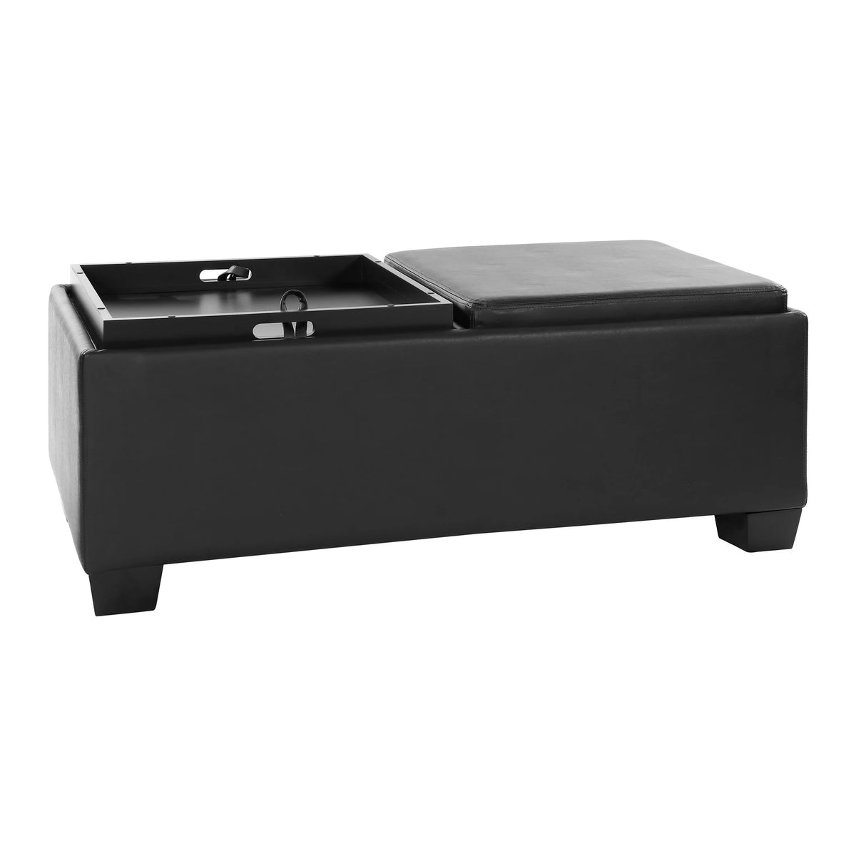 Espresso Faux Leather Upholstered Storage Cocktail Ottoman C6350