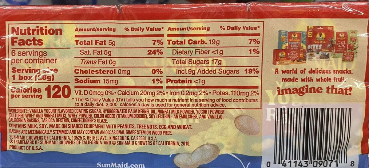 Vanilla Yogurt Covered Raisins 12 Boxes G8931