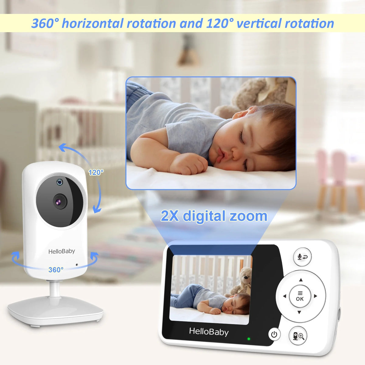 Baby Monitor with Camera and Audio, 2.4" LCD R581