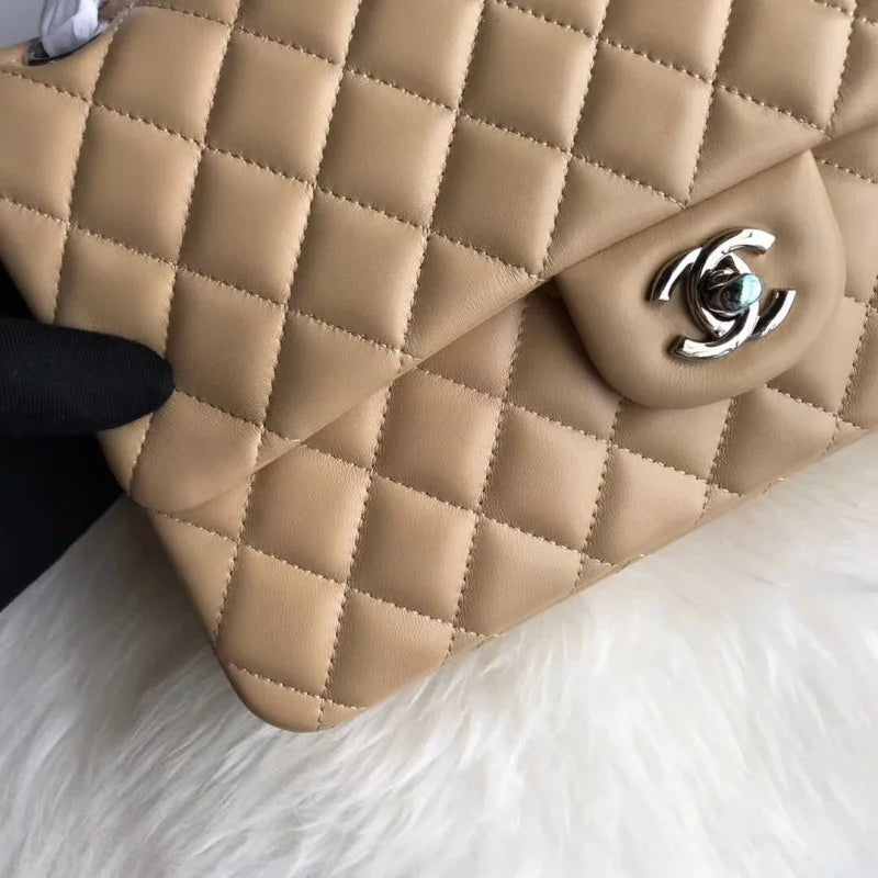 Apricot Medium Lambskin Leather Flap Bag U276