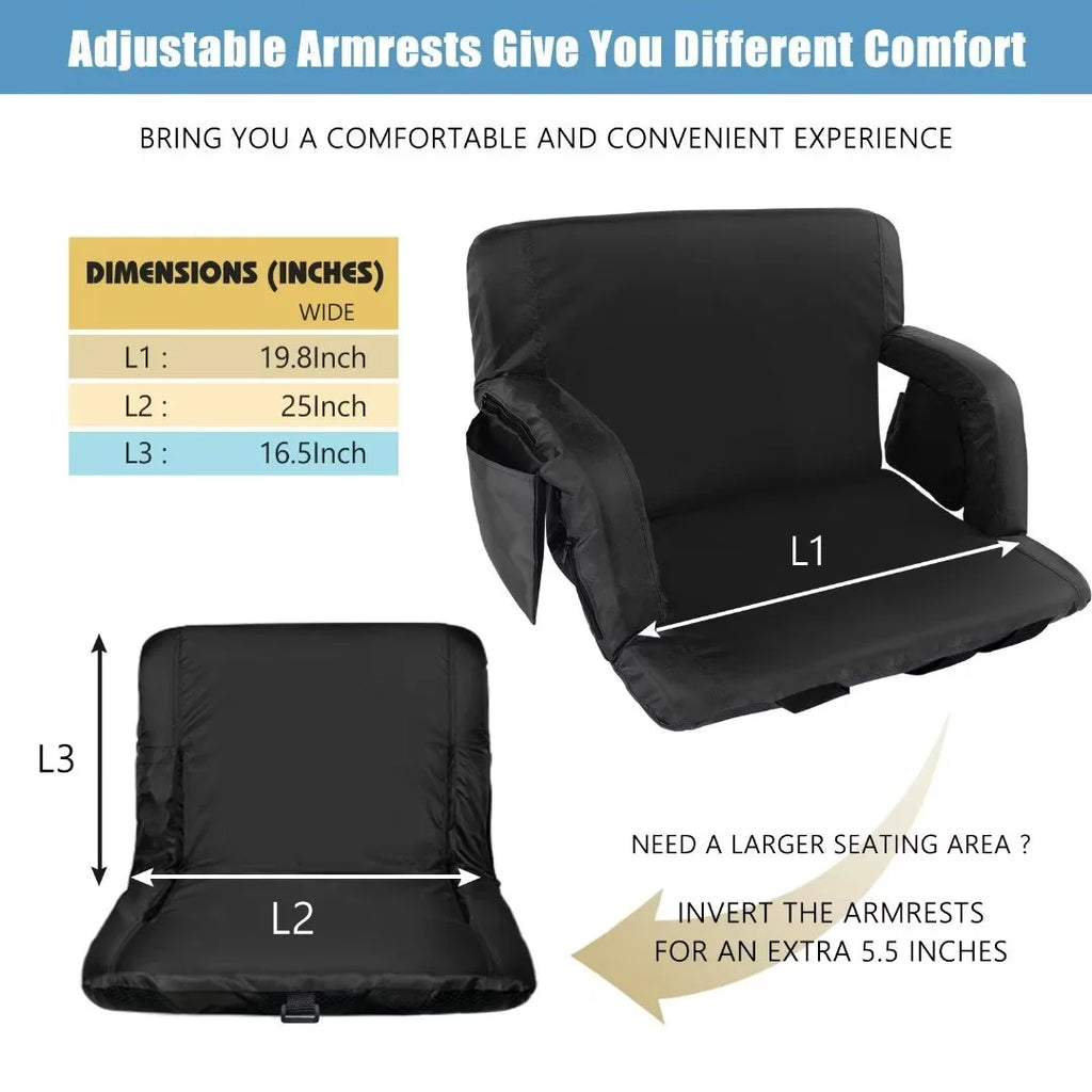 Heated Folding Stadium Seat with Back Support, 6 Reclining Positions, 3 Heat Modes K36854