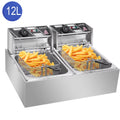 5000W 12 Liter Electric Countertop Deep Fryer Dual Tank H2801