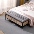 48'' Linen Upholstered Storage Bench with Button Tufted Wooden Ottoman D693852