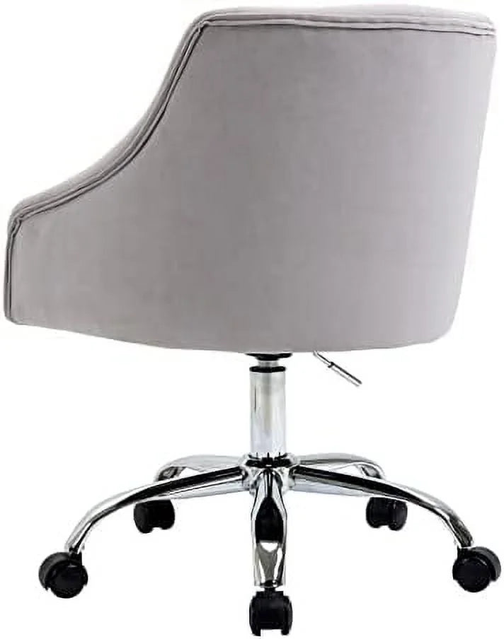 Grey Velvet Adjustable Mid-Back Office Chair E294691