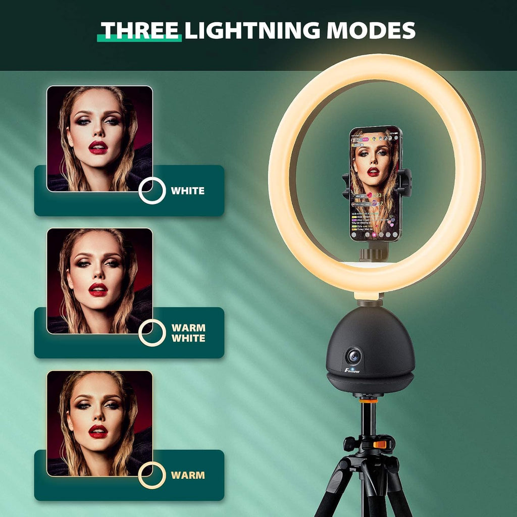 Auto Face Tracking Phone Holder with 10'' Selfie Ring Light and Tripod Stand R96946