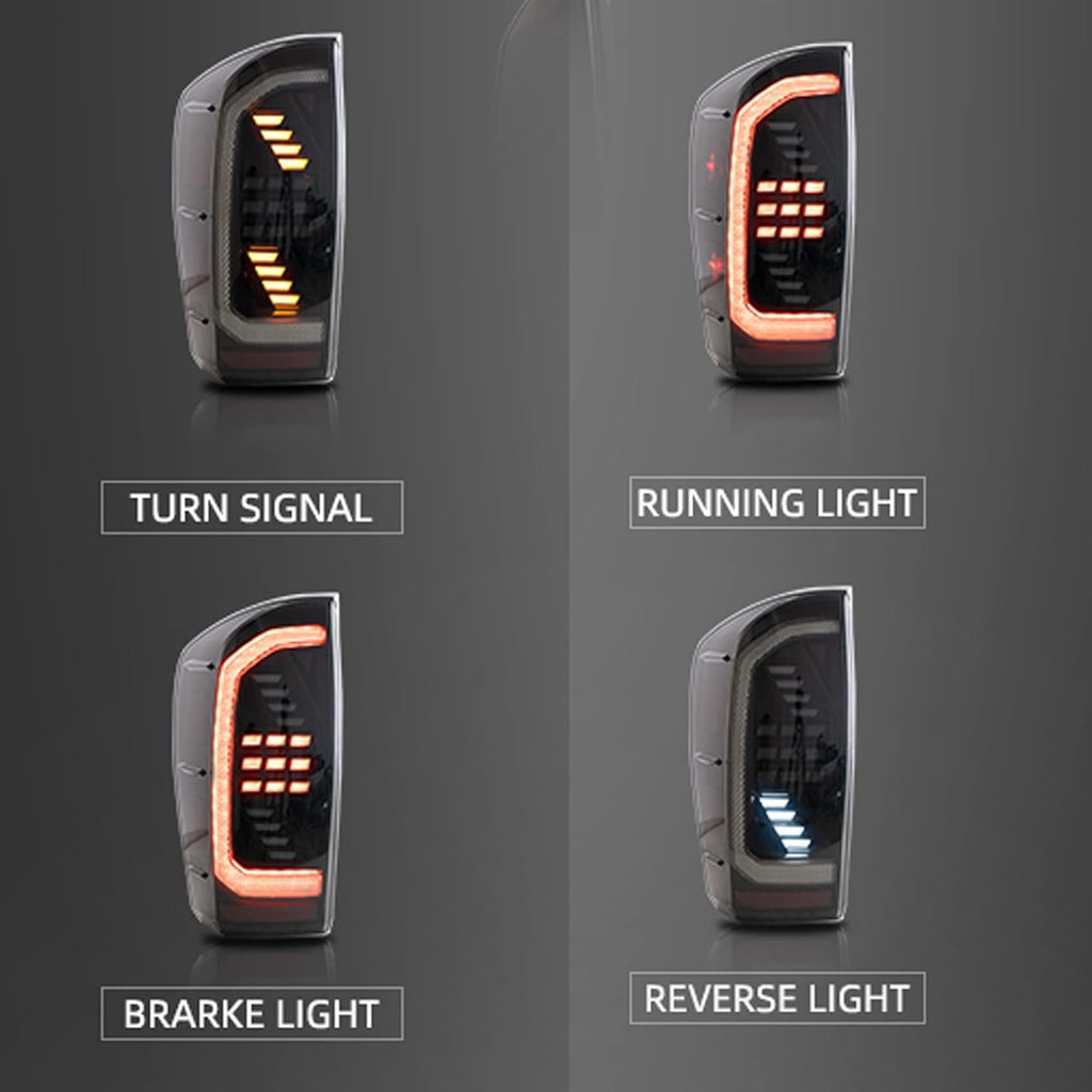 LED Smoked Tail Lights Assembly Compatible With 2016-2021 Toyota Tacoma J9715