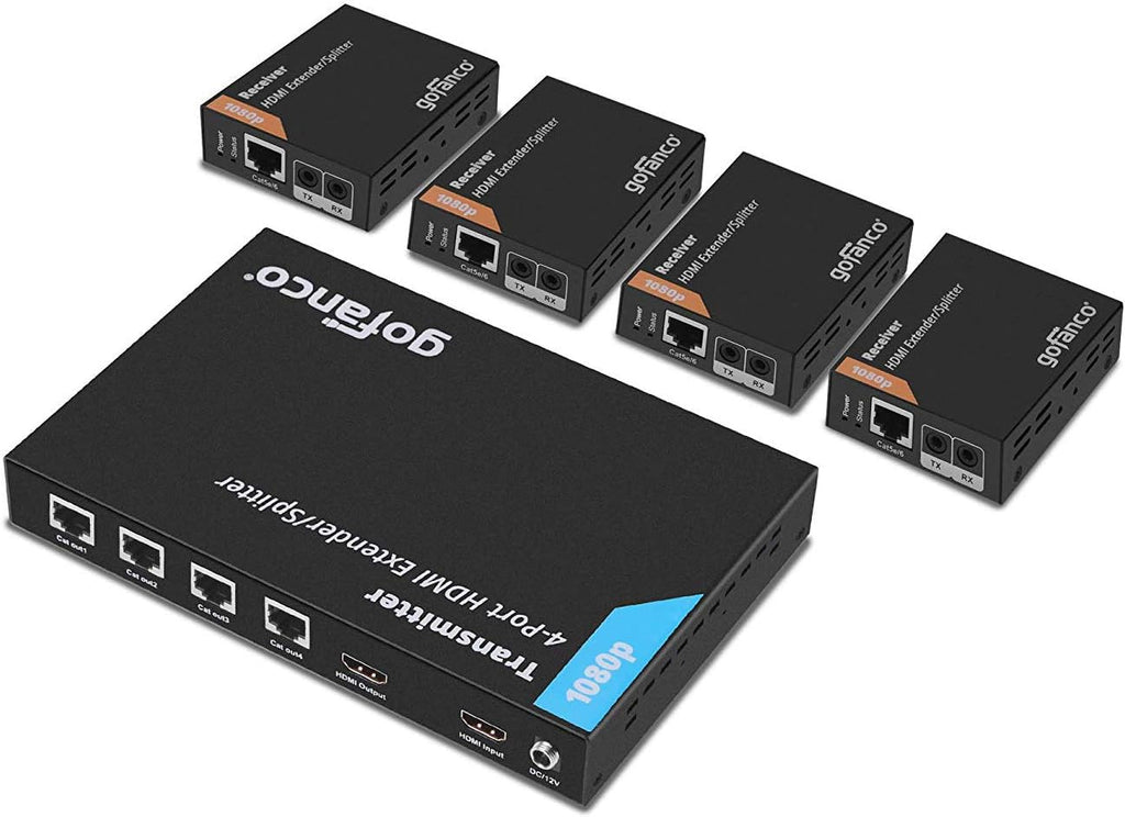1x4 HDMI Extender Splitter 1080p Over Ethernet Cable with HDMI Loopout J982142