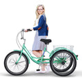 Adult Tricycles Single Speed 24 inch Three Wheel Bike Cruiser Trike with Low-Step Through Frame Large Basket G87790