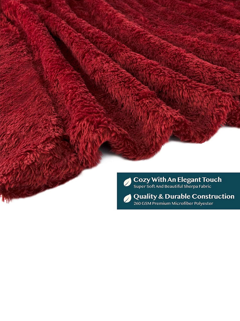 Wine Red Sherpa Fleece Zip Robe with Pockets K131432