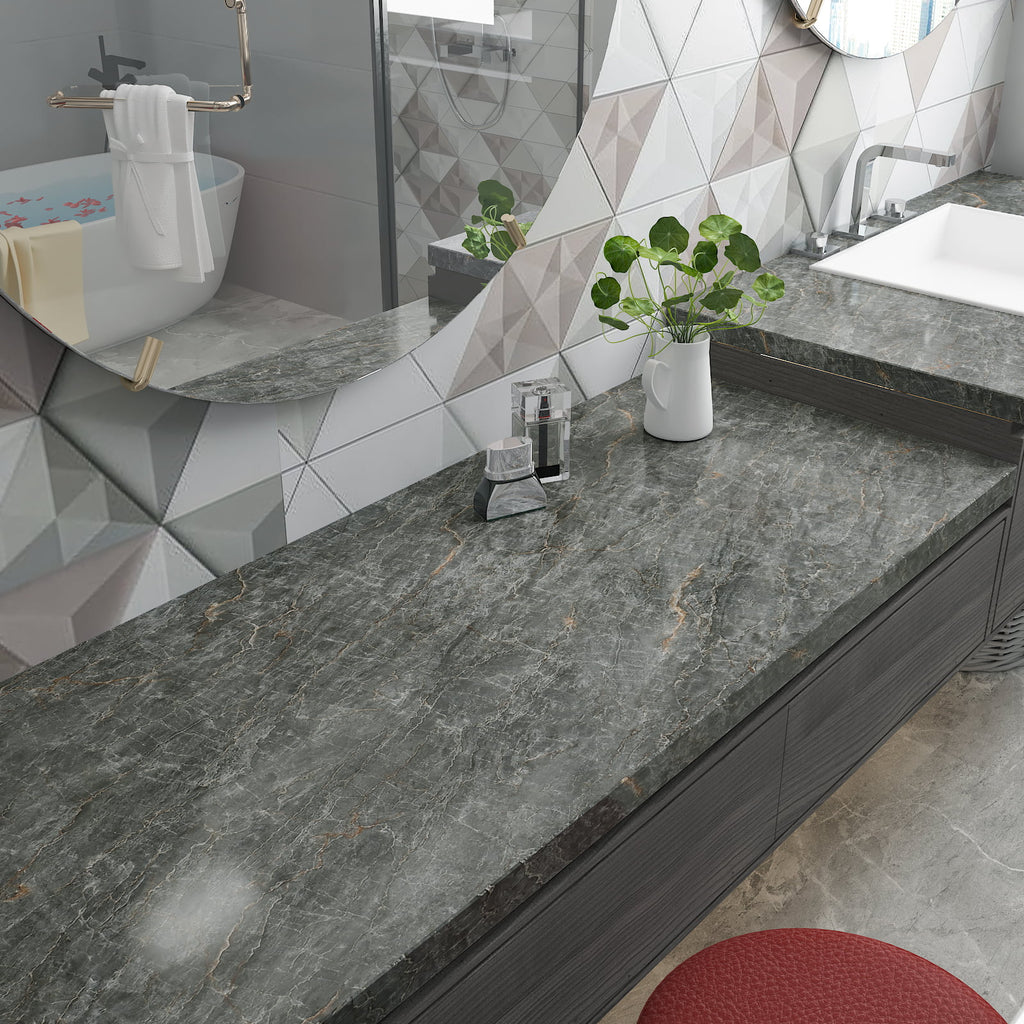 24"x354" Grey Marble Peel and Stick Wallpaper E75473