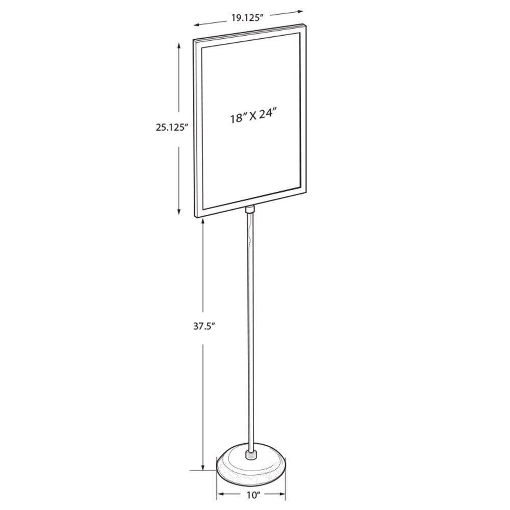 2 Sided Slide in Frame Sign Holder with Metal Pedestal Stand 24in. x 18in. Silver V887042