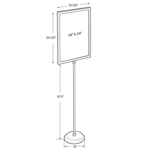 2 Sided Slide in Frame Sign Holder with Metal Pedestal Stand 24in. x 18in. Silver V887042