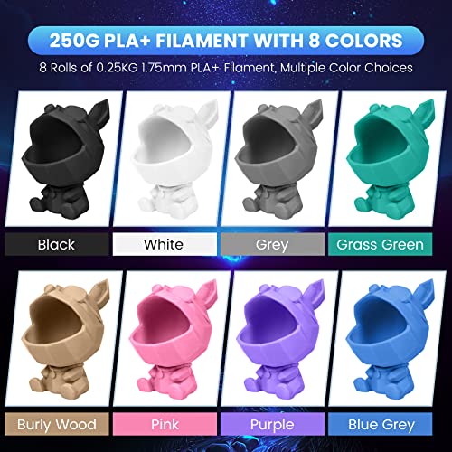 PLA+ 3D Printer Filament 1.75mm 8 Packs 0.25kg Each Spool H362475