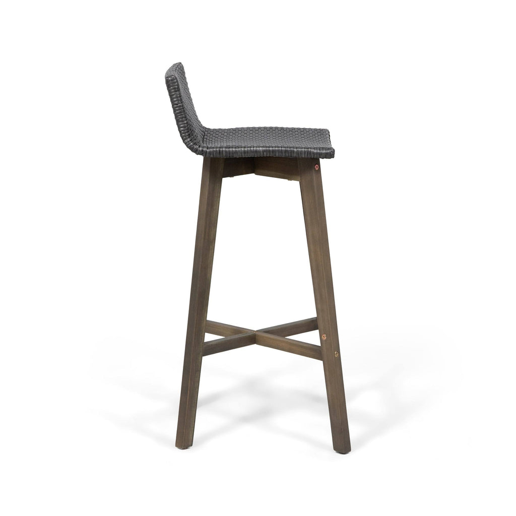2pk Acacia Wood Wicker Patio Barstools Brown K263