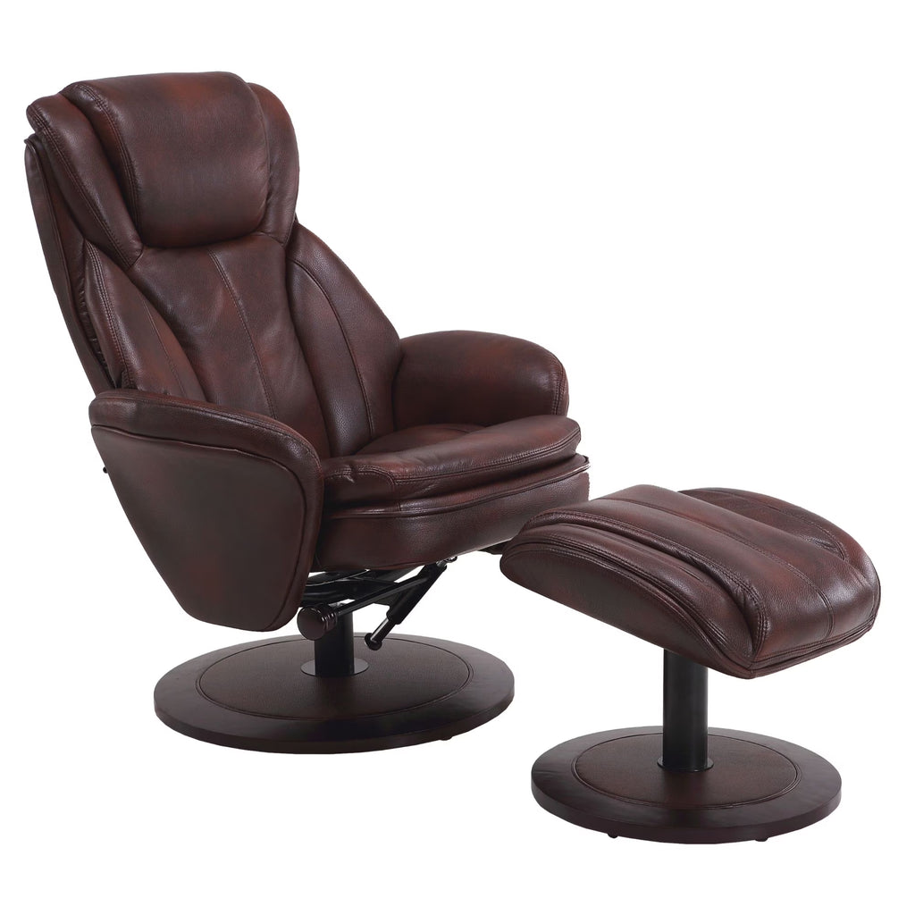 Red and Black Adjustable Swivel Recliner with Ottoman D7577