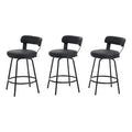 Black Faux Leather Swivel Counter Stool Set of 3 O651