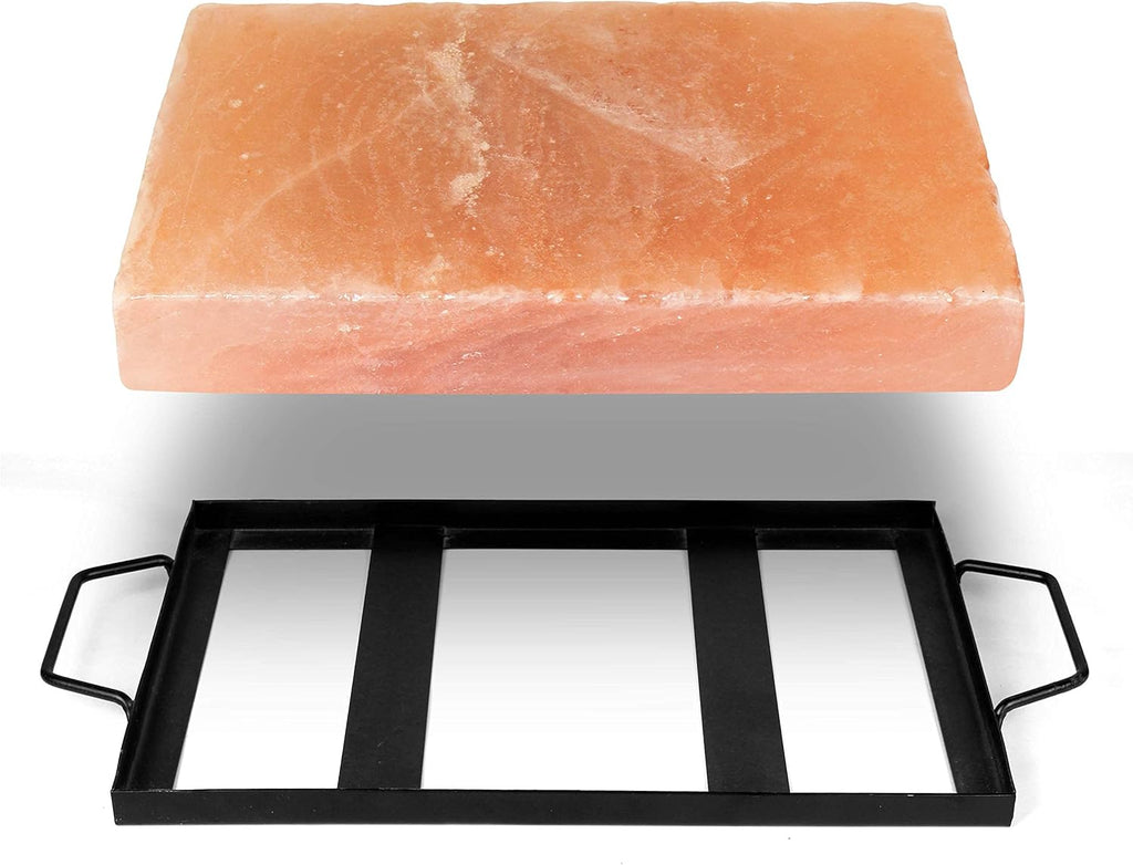 Himalayan Pink Salt Block & Metal Tray Set 12” x 8” x 1.5” Pack of 2 L332873