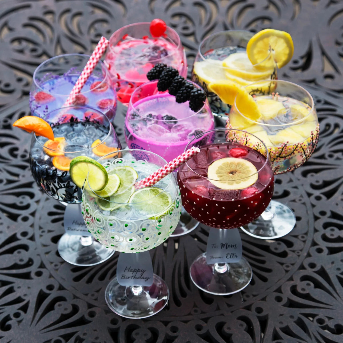 Hand Decorated Wine Glass J450
