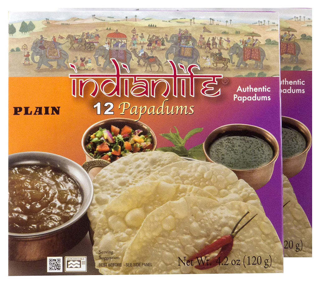 12 Papadums 120 Grams Plain (2-Pack) A644