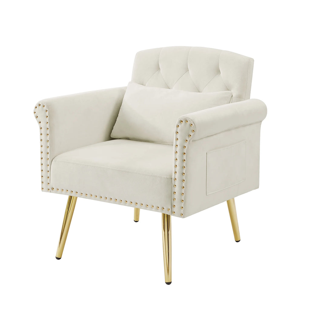 Velvet Armchair with Metal Legs D4984
