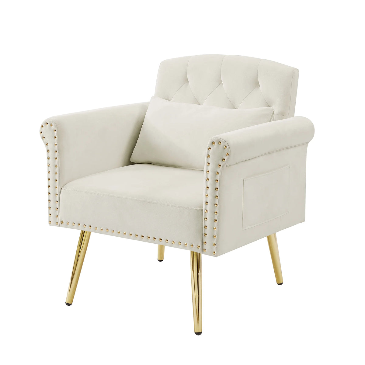 Velvet Armchair with Metal Legs D4984