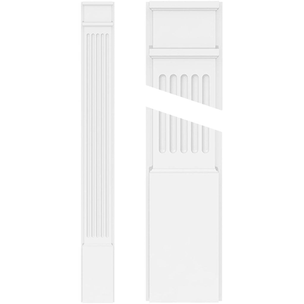 Fluted PVC Pilaster with Decorative Capital & Base (Pair) J836