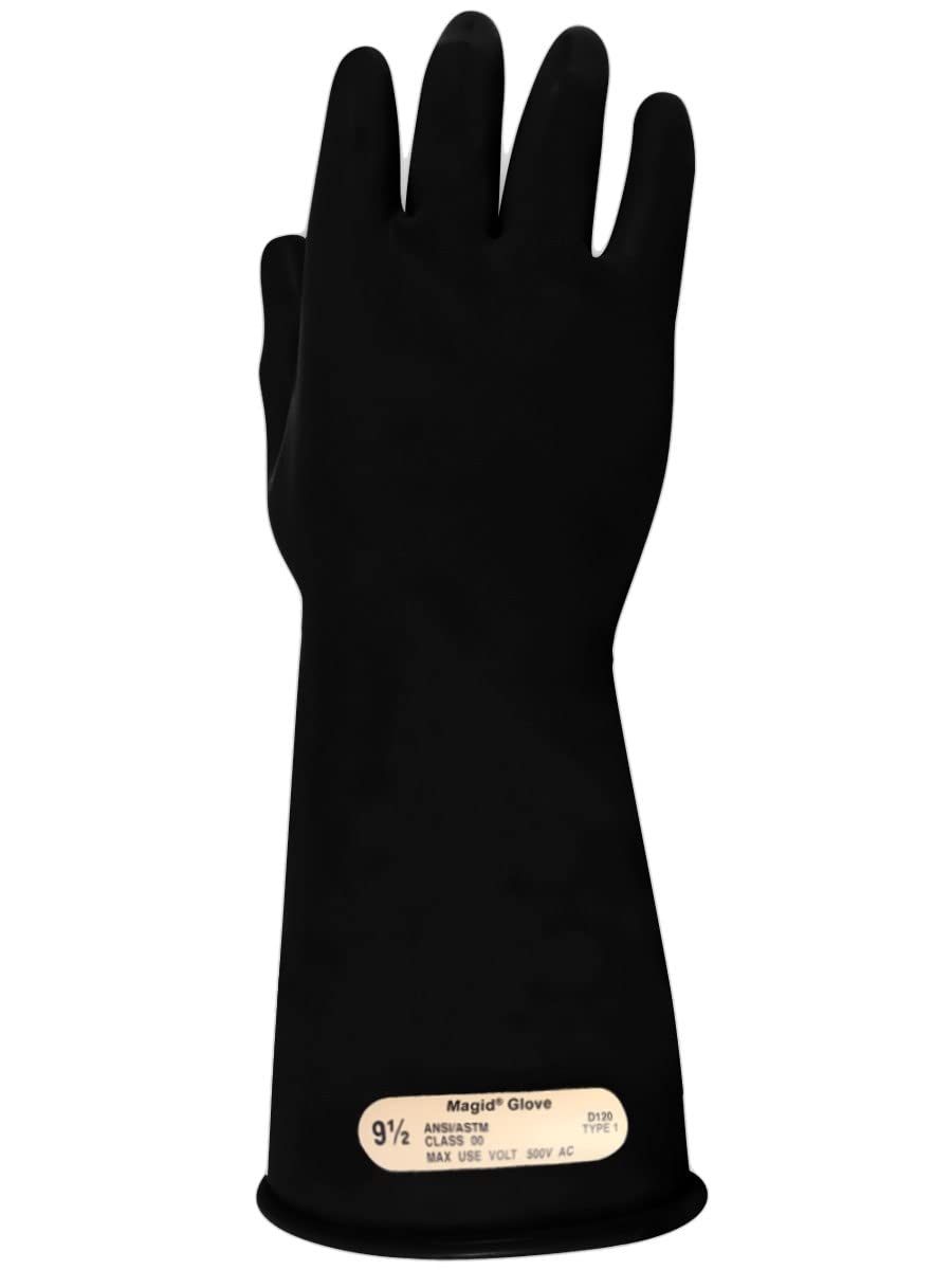 Black Rubber Lineman Safety Gloves, Class 00, Size 10 C33686