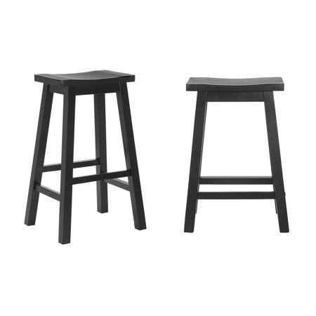 Solid Wood Saddle Seat Counter Stool (Set of 2), Black Z14647