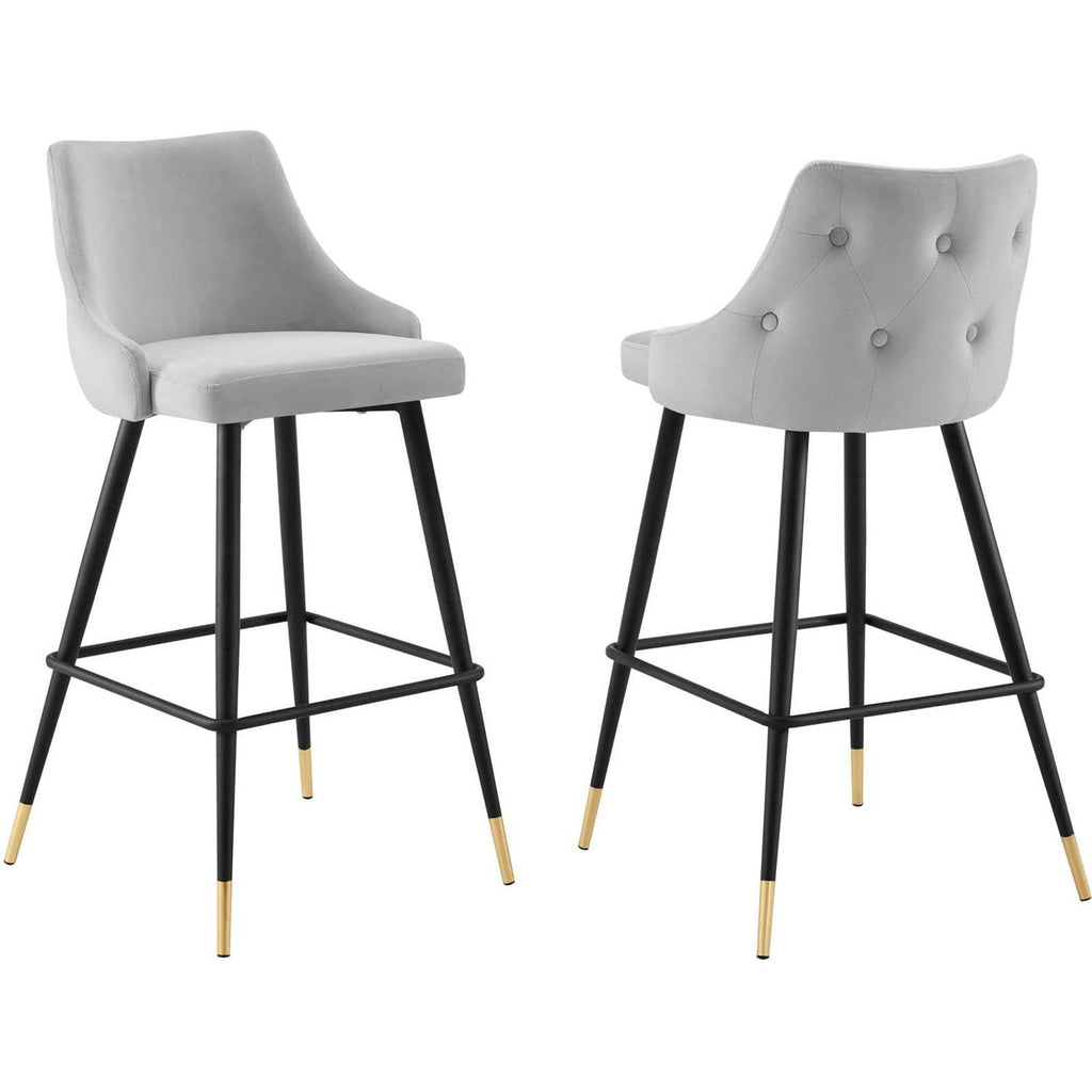 Light Gray Performance Velvet Bar Stool Set of 2 V26847