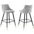 Light Gray Performance Velvet Bar Stool Set of 2 V26847
