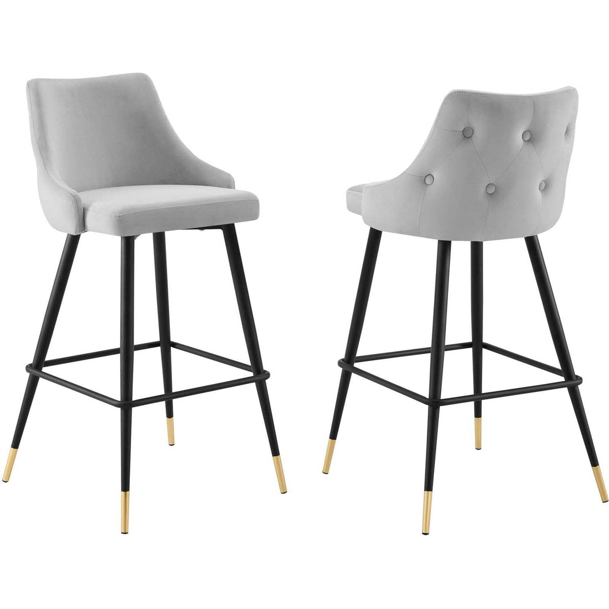 Light Gray Performance Velvet Bar Stool Set of 2 V26847