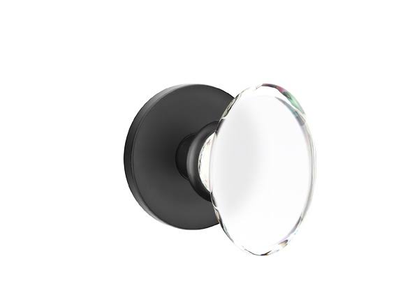 Flat Black Crystal Knob Privacy with Disk Rose K422