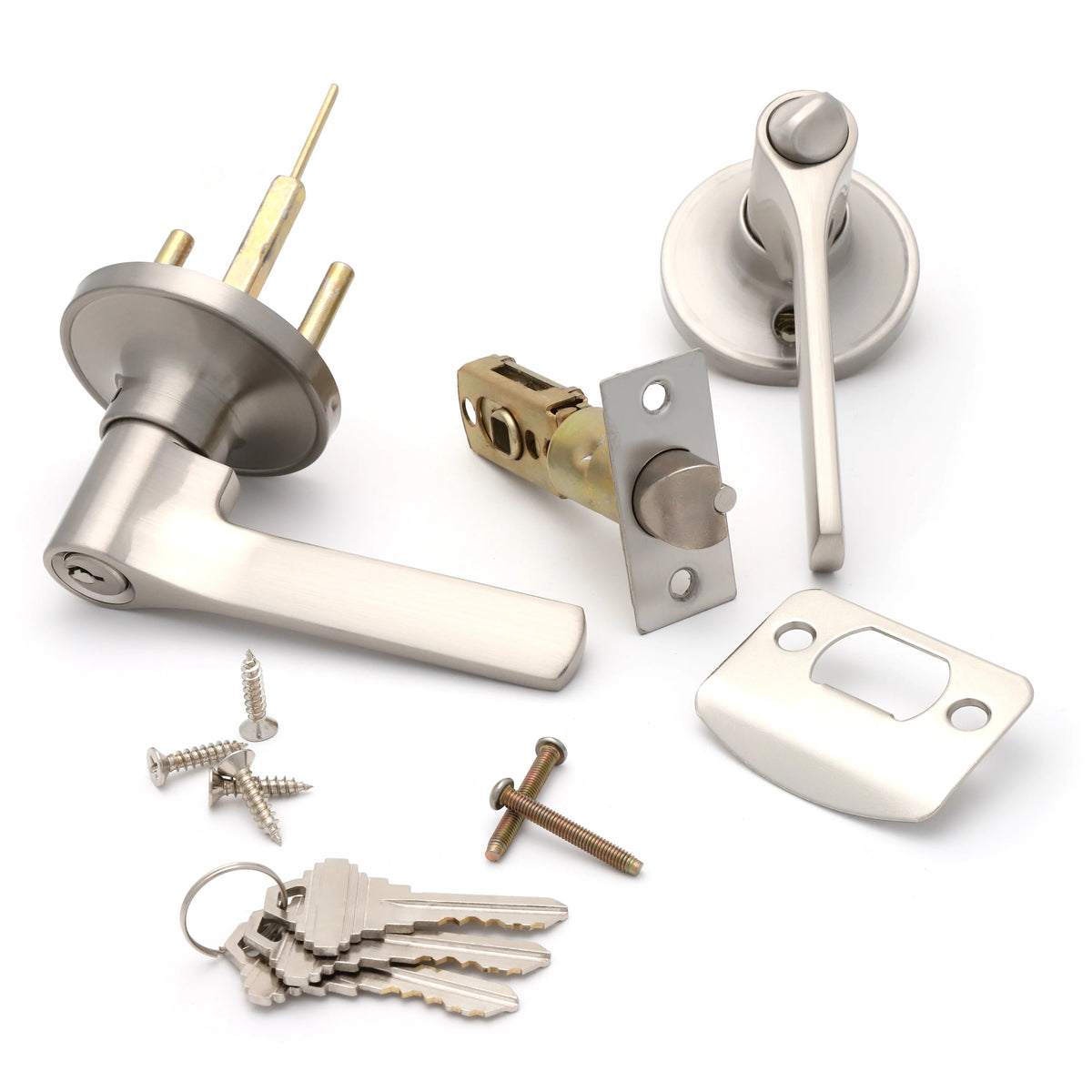 Entry Door Lever Satin Nickel with Round Rosette N131674