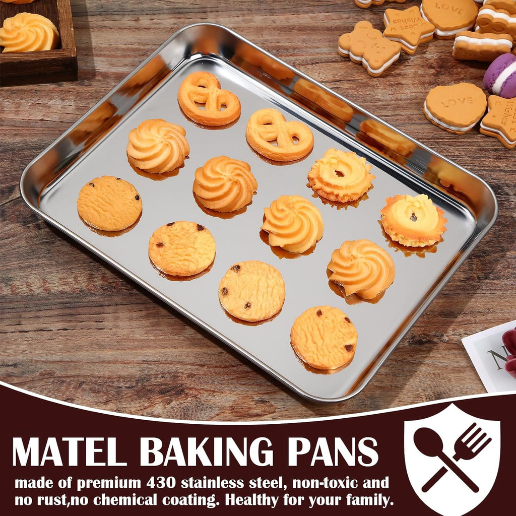 24 Pc Baking Sheet Pans 8 x 10 Inch Rectangle Metal Food Trays K60551