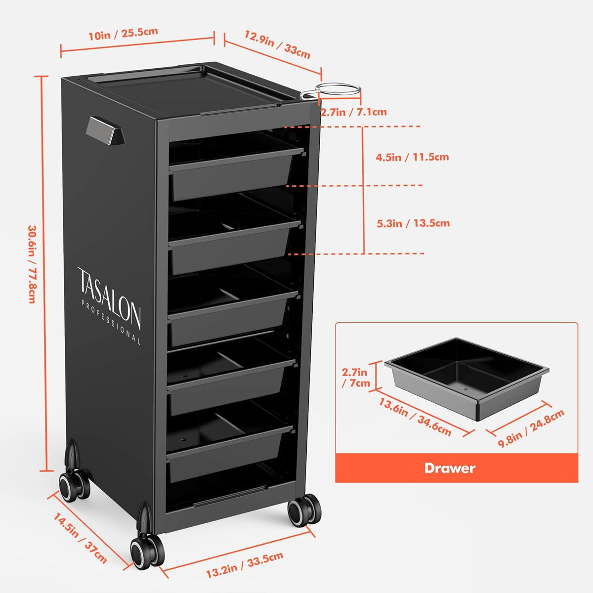 Salon Trolley Cart with 5 Trays T6292