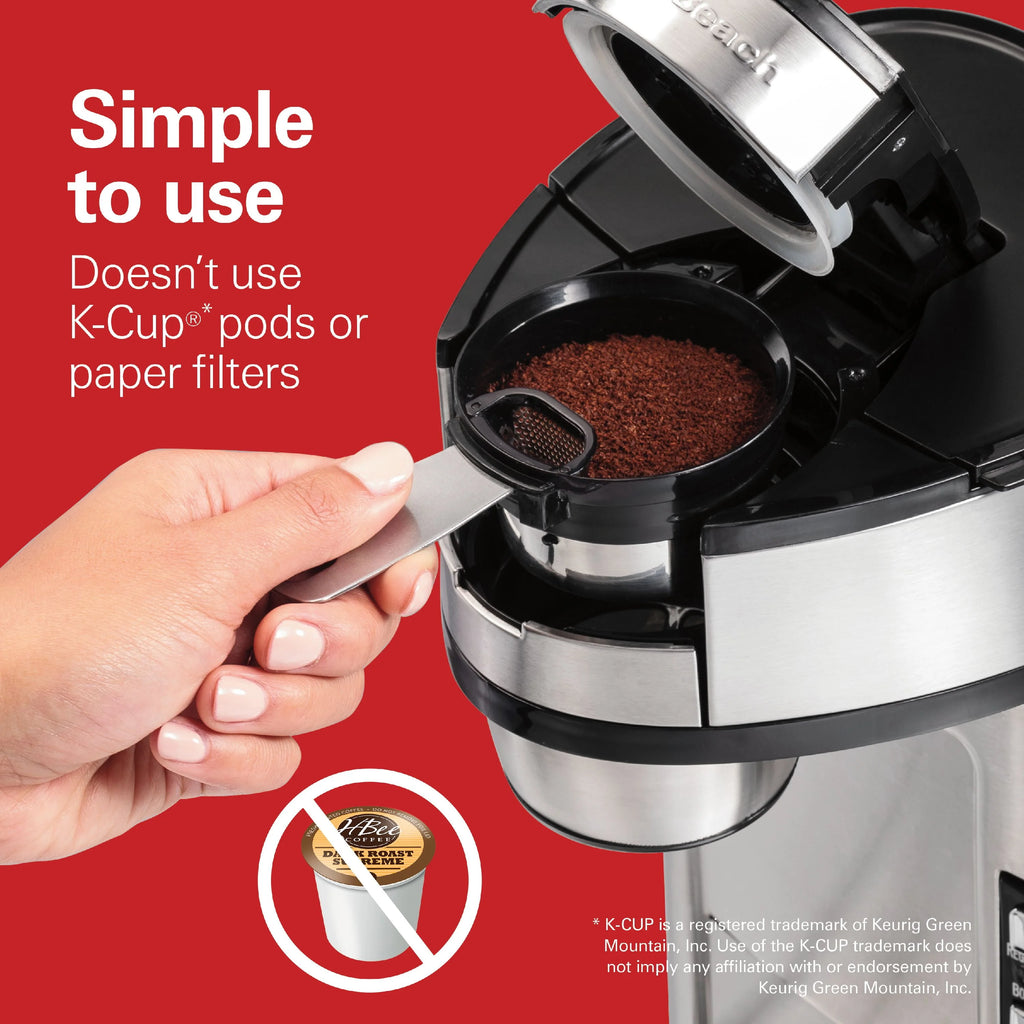 Single-Serve Coffee Maker, 14 oz. Stainless Steel B36120