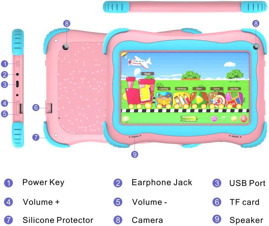 Pink Kids Tablet 7 Android Tablet 1GB + 32GB Pack of 2 H409317