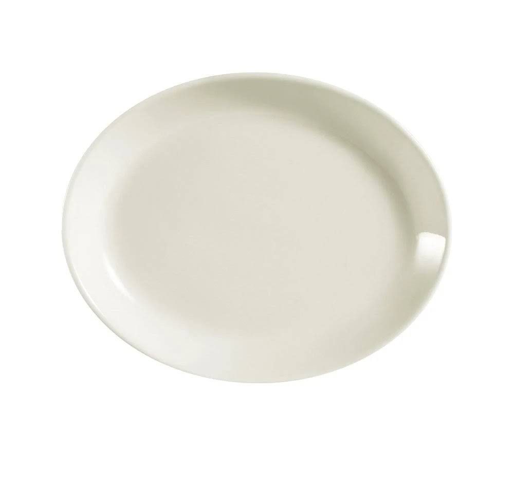 Rolled Edge Stoneware Coupe Oval Platter, American White, Box of 24 X759