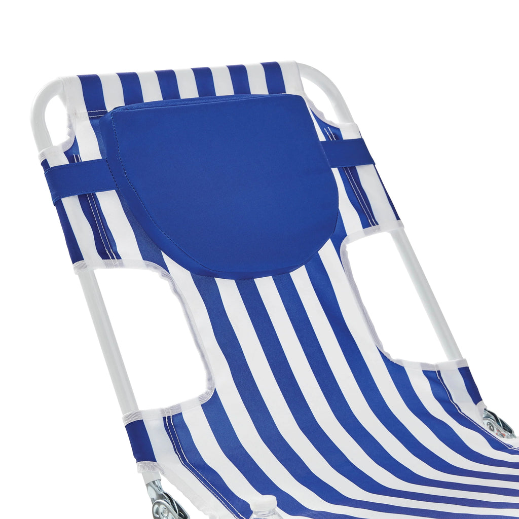Blue & White Stripe Folding Beach Lounger 2-Pack L666